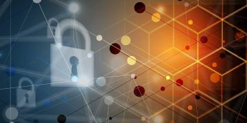 Padlock against geometric background