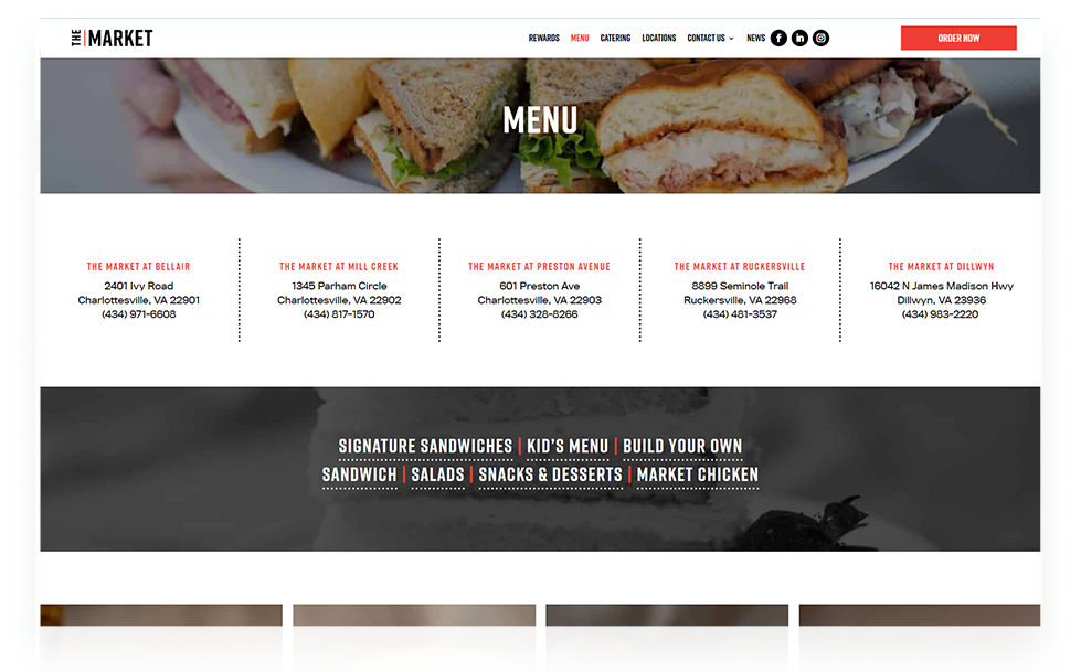 Tiger screenshot of menu page