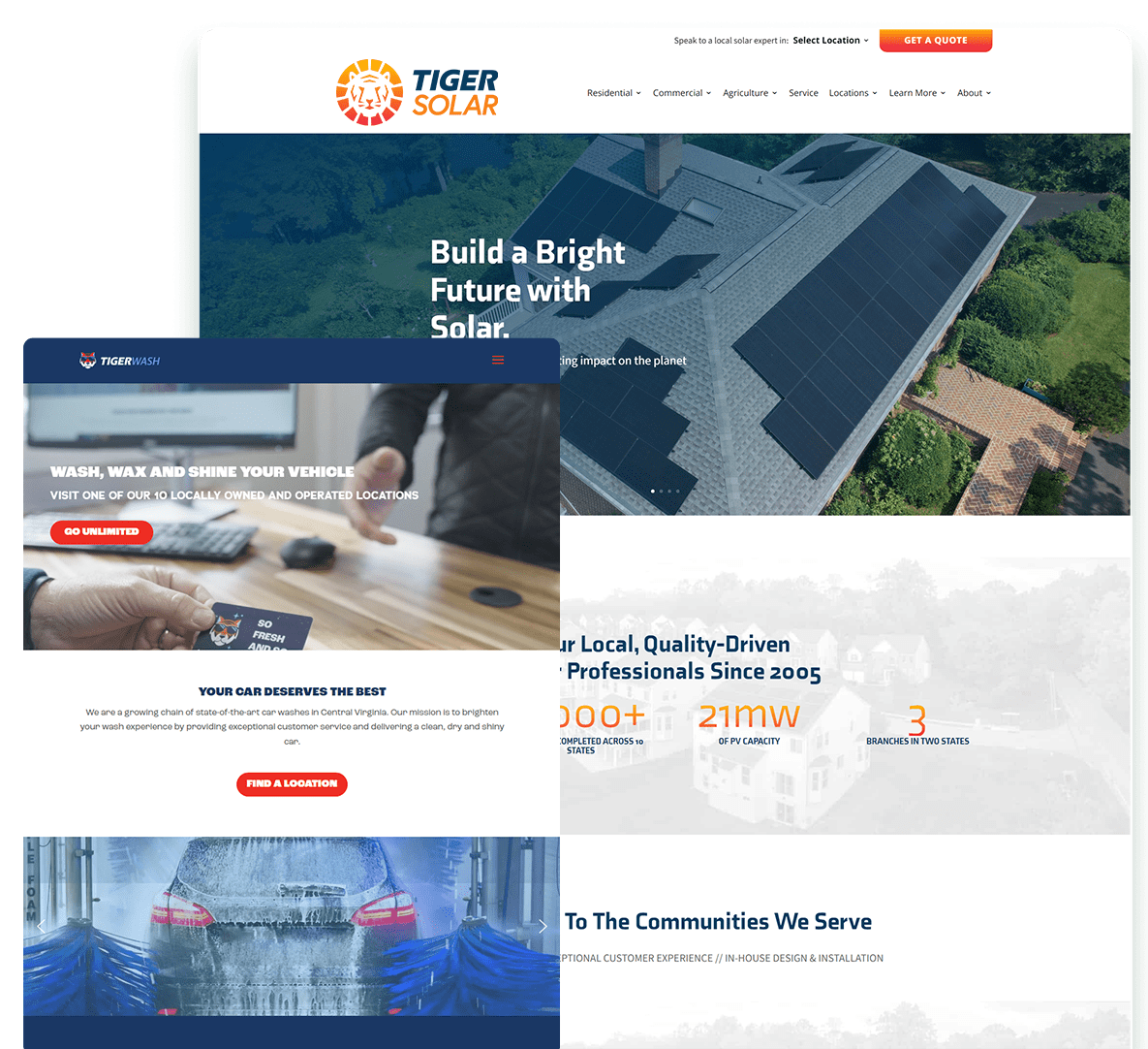 Tiger screenshot of tiger solar site